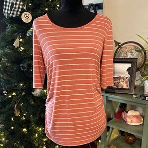 Sonoma Maternity Coral and White Striped Short Sleeve Tee